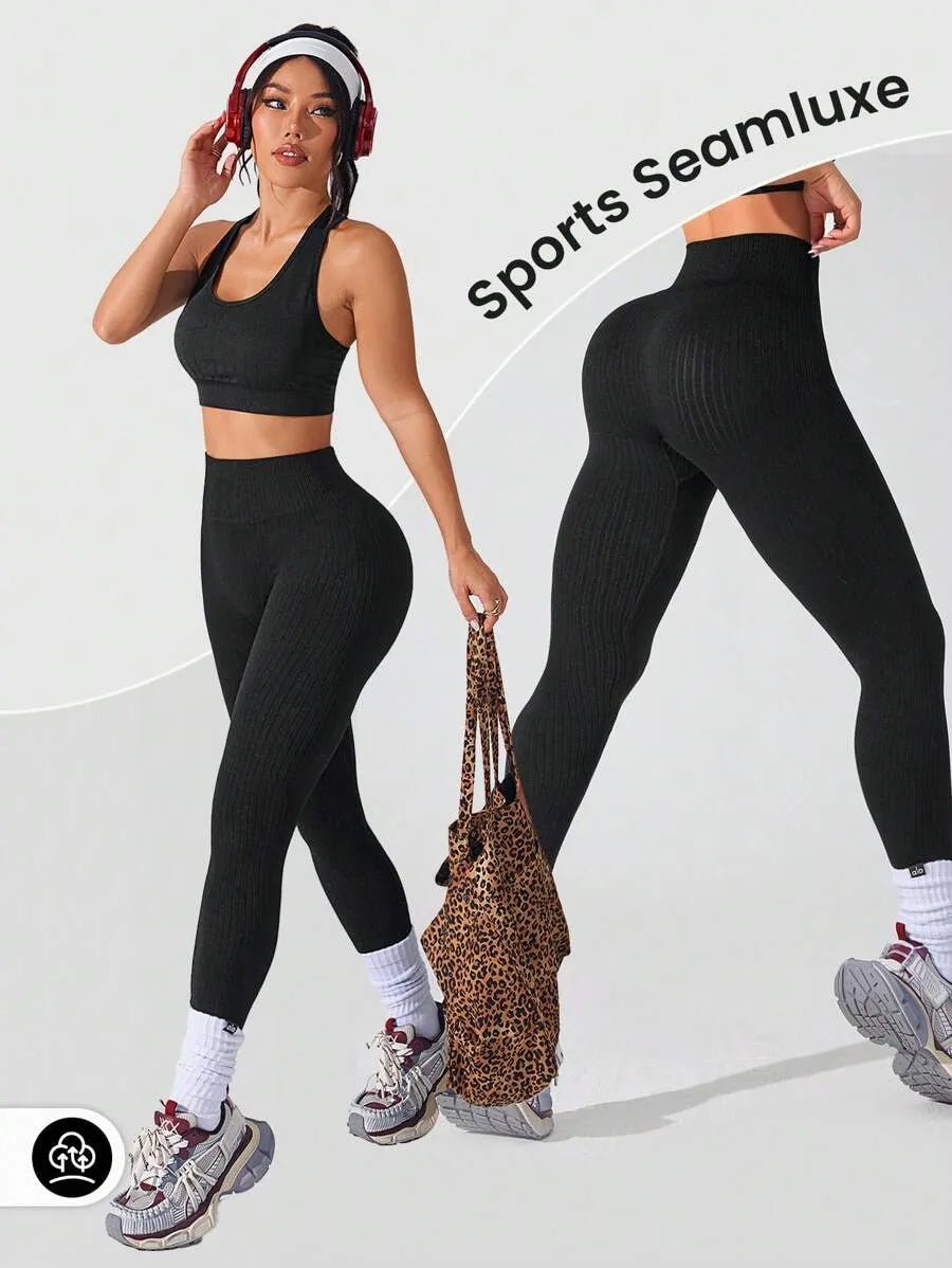 Ribbede sømløse leggings - Gymfit