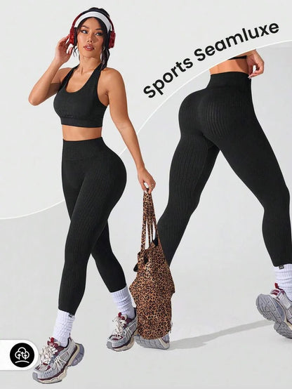 Ribbede sømløse leggings - Gymfit