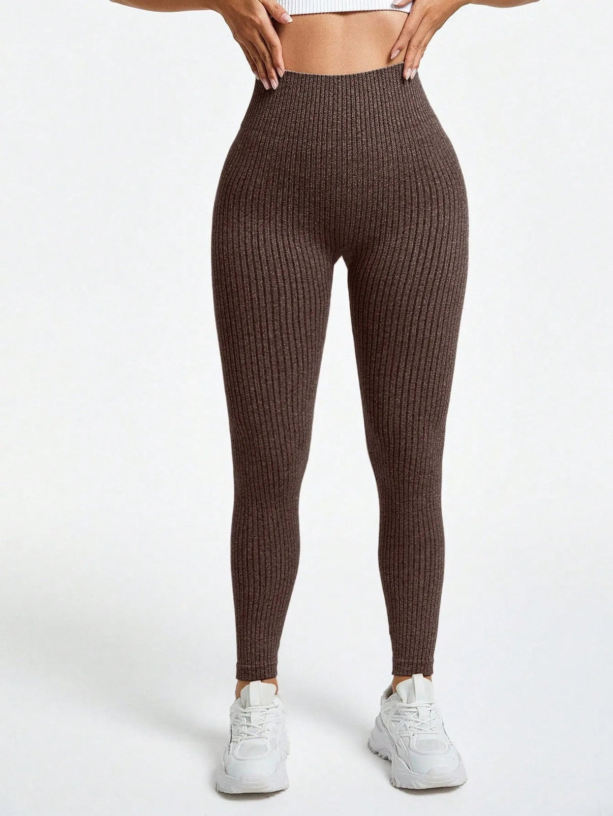 Ribbestrikkede sømløse leggings - Gymfit