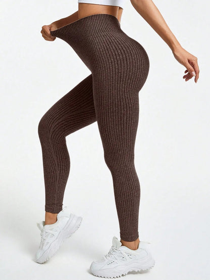 Ribbestrikkede sømløse leggings - Gymfit