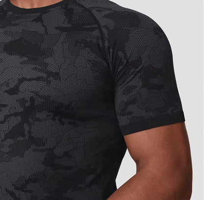 Sømløs Camo Quick Dry T-skjorte - Gymfit