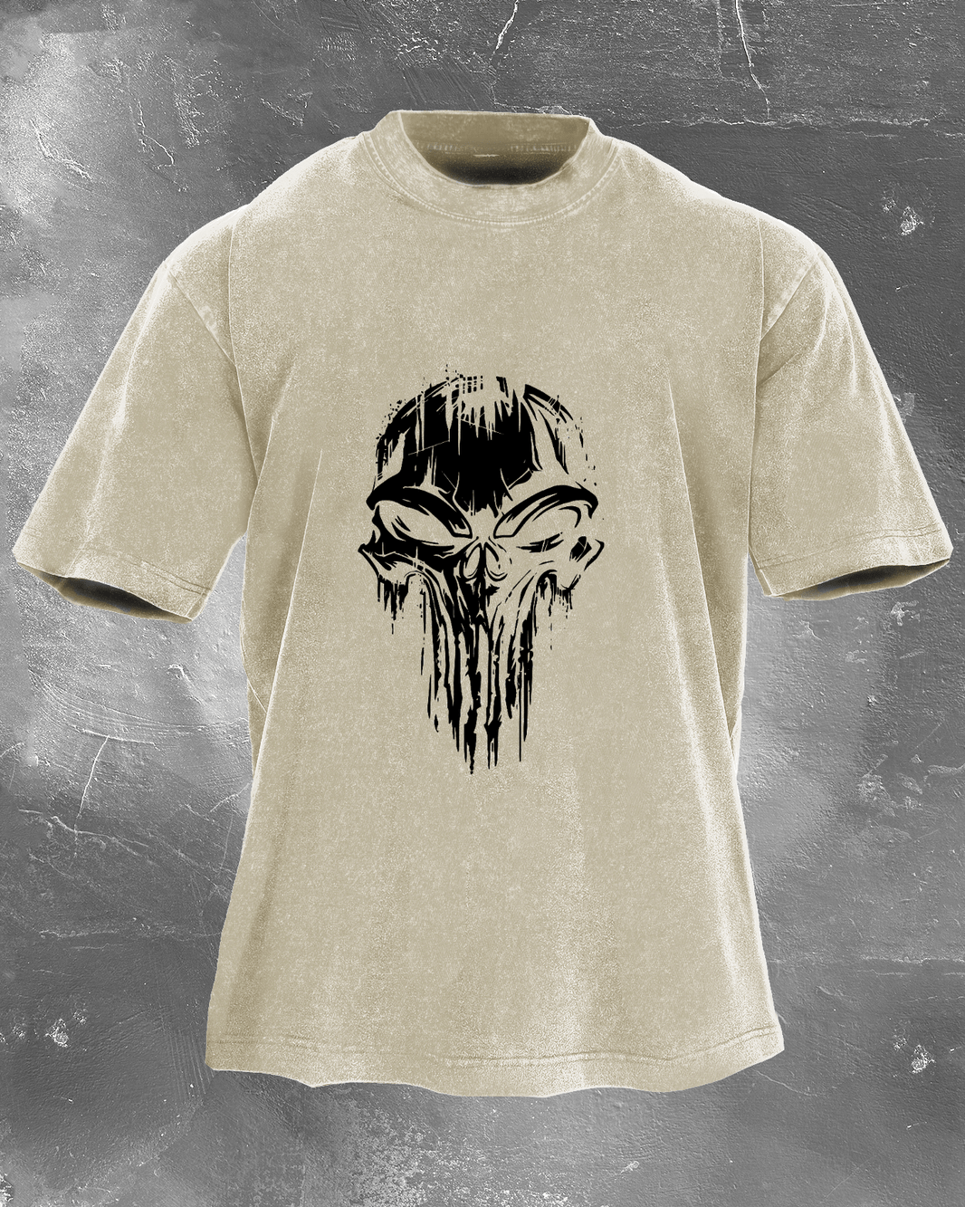 Skull T-skjorte for menn med washed-effekt - Gymfit