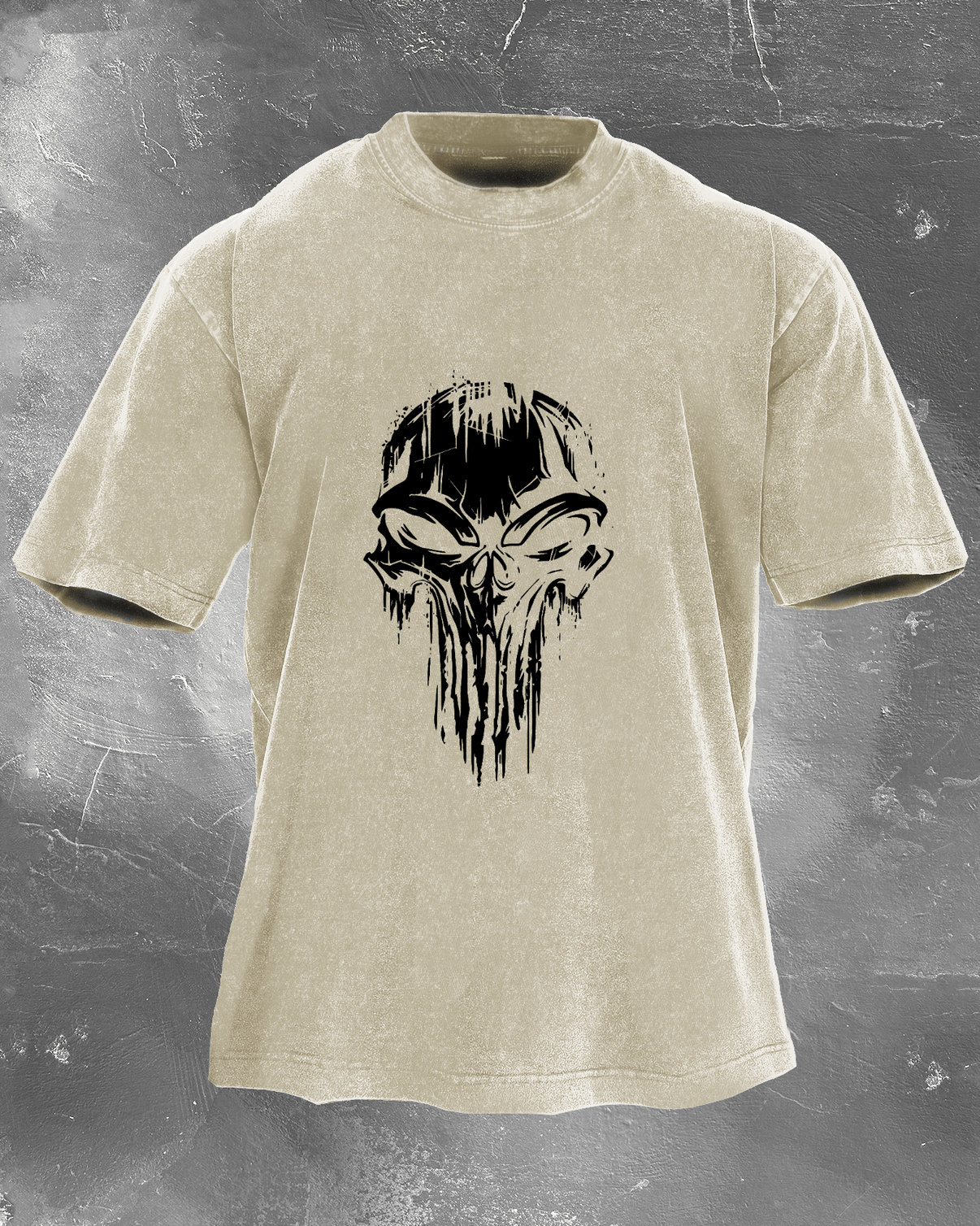 Skull T-skjorte for menn med washed-effekt - Gymfit