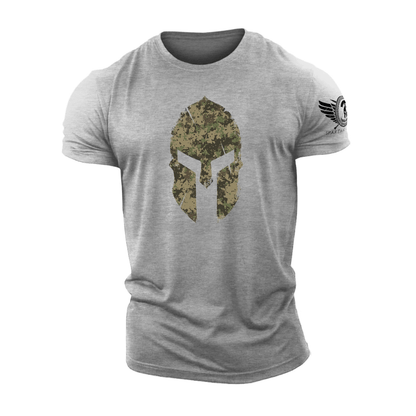 Spartansk hjelm i woodland-camo - trenings-T-skjorte - Gymfit