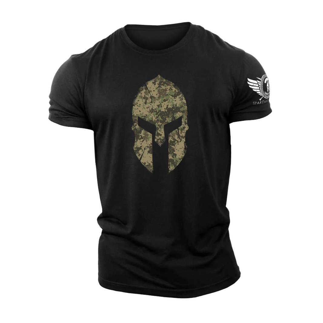 Spartansk hjelm i woodland-camo - trenings-T-skjorte - Gymfit
