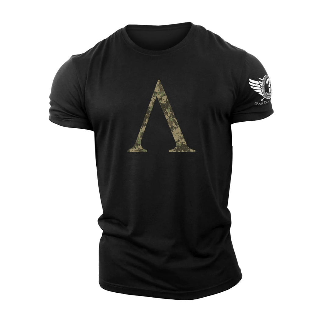 Spartansk symbol Woodland Camo - trenings-T-skjorte - Gymfit