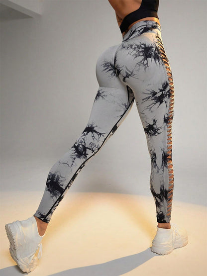 Tie-dye rå sømløse leggings - Gymfit