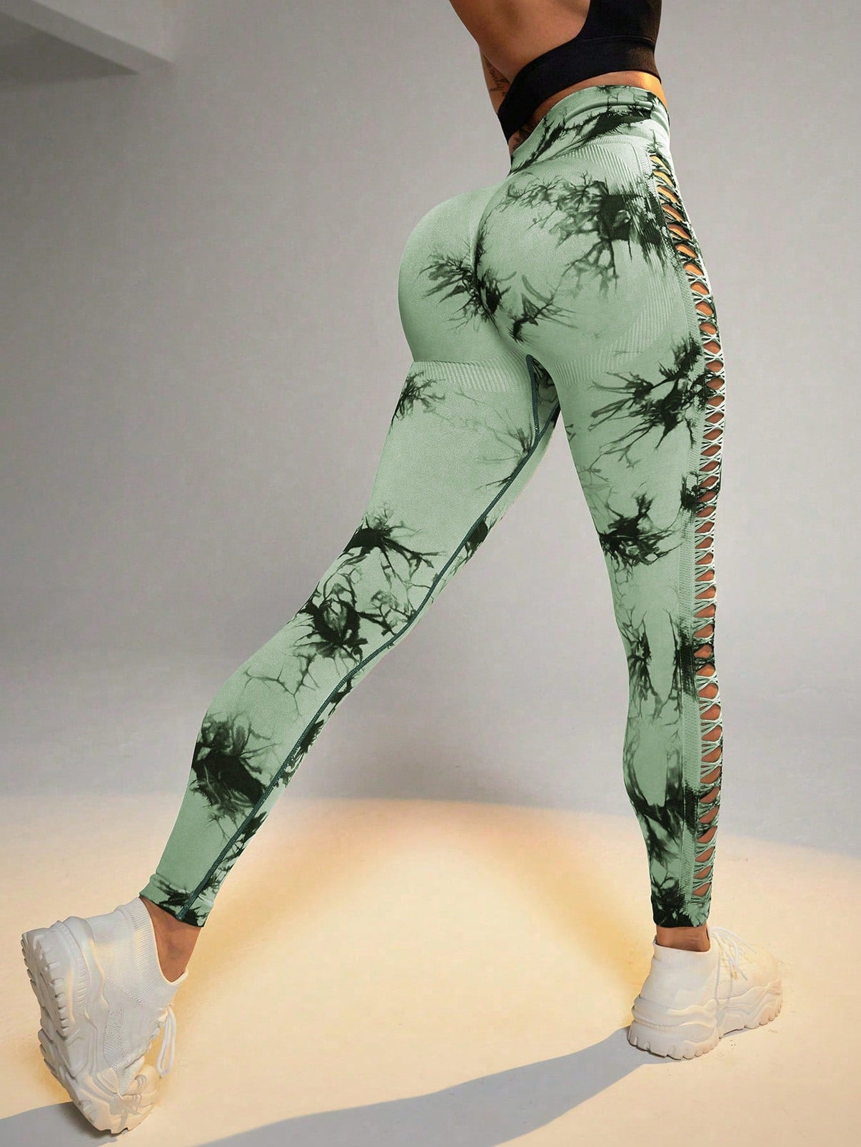 Tie-dye sømløse leggings med rå kant - Gymfit