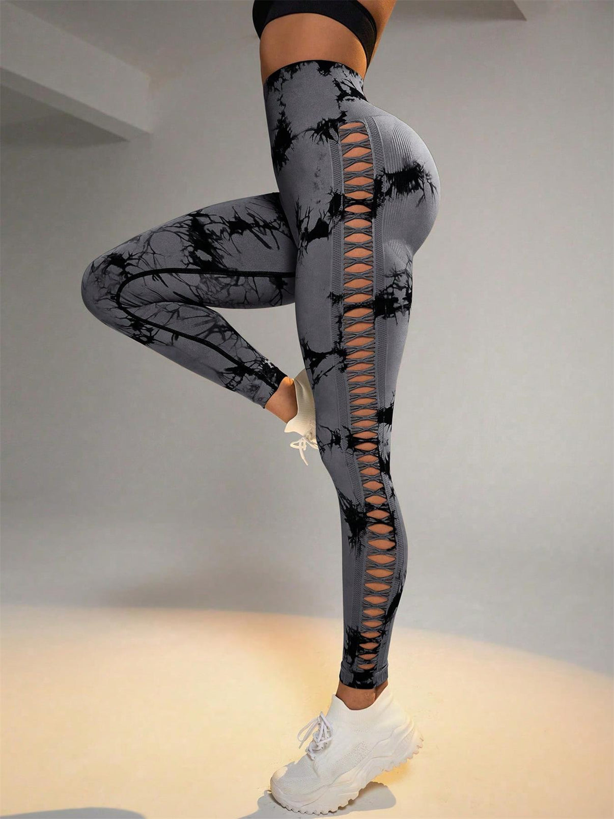 Batikfargede råsømløse leggings - Gymfit