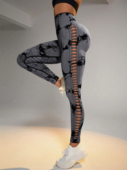 Batikfargede råsømløse leggings - Gymfit