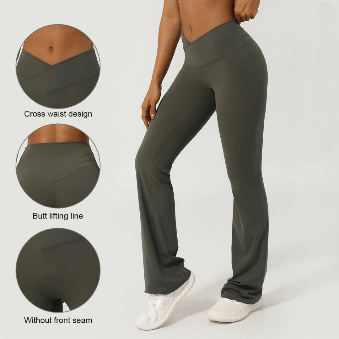 V - Leggings med kryss foran og utsving - Gymfit