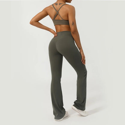 V - leggings med kryss foran og utsving - Gymfit