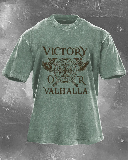 VICTORY OR VALHALLA WASHED T - SHIRT - Gymfit
