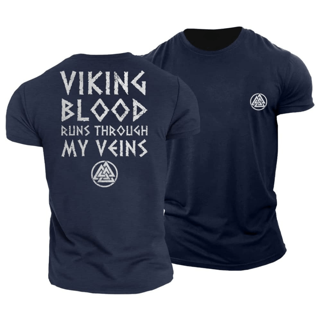 T-skjorte med Viking Blood Runs Through My Veins - Gymfit