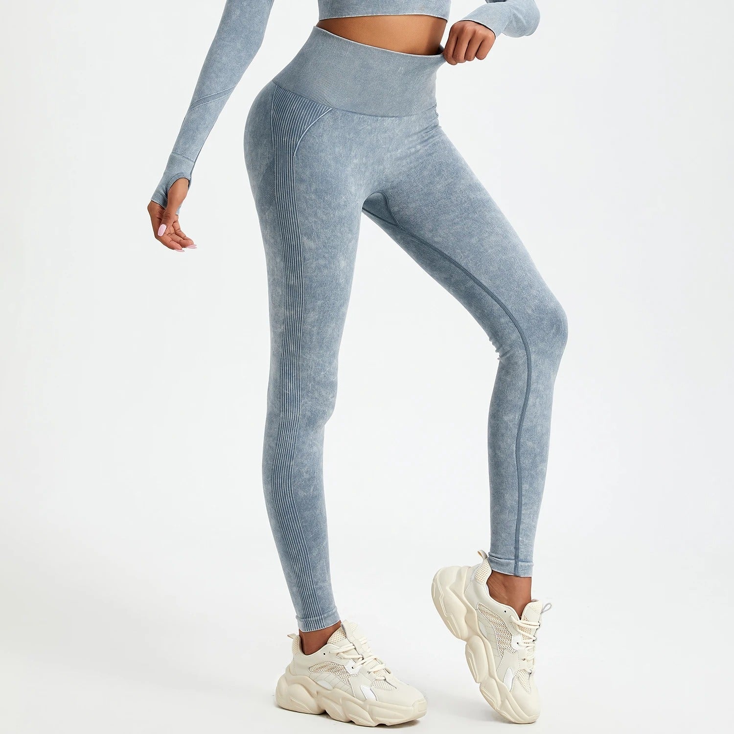 Vaskede sømløse push-up-leggings - Gymfit